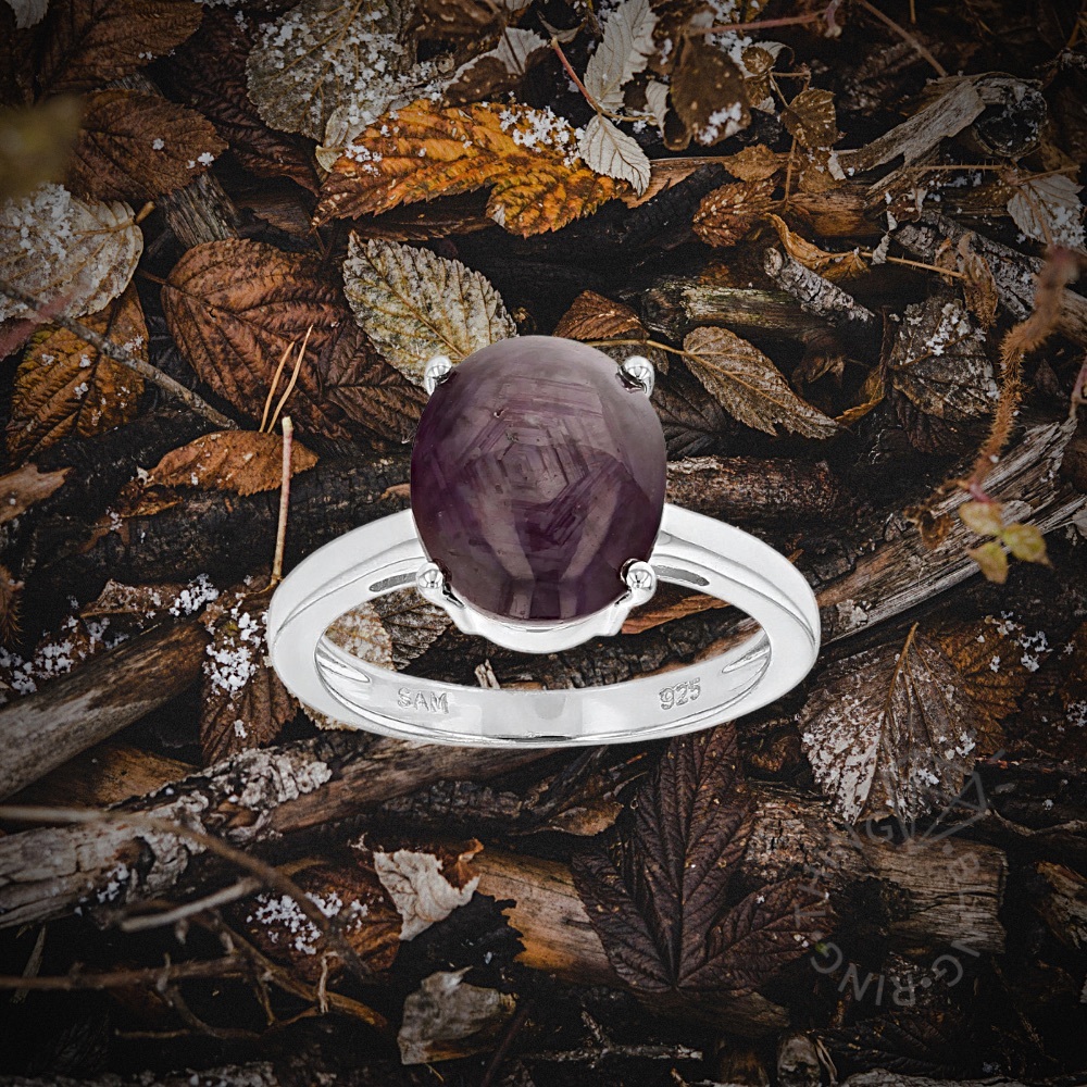 Cabochon Indian Star Ruby Solitaire Ring